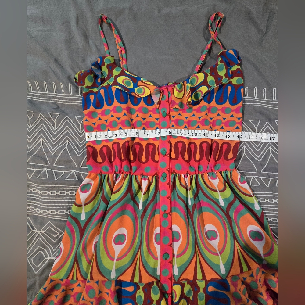 Alexis Sirsha Printed Ruffle Short Button Up Dress Size Medium - Picture 3 of 8